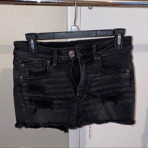 American Eagle Hi-Rise Shortie Black Shorts